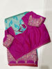 Picture of Never worn Banarasi bright seagreen pink festive saree