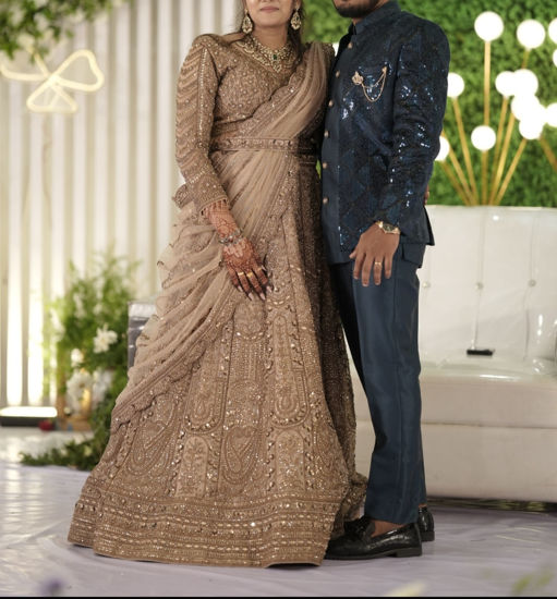 Picture of Champagne Rose Gold Bridal Lehenga