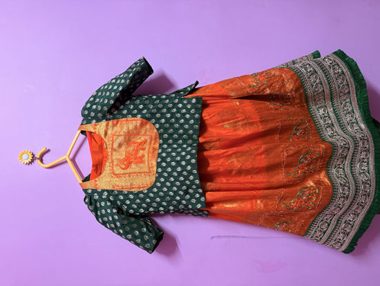 Picture of Pattu lehenga and Benaras frock 4-5Y