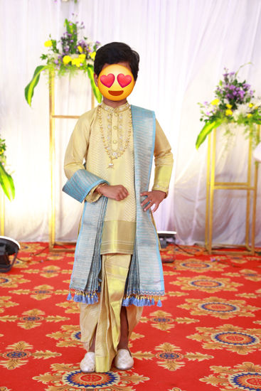 Picture of Pattu Dhoti with Maggam work and Kanduva - 6Y