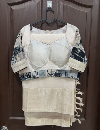 Picture of Managalagiri pattu saree with madhubala style padded blouse