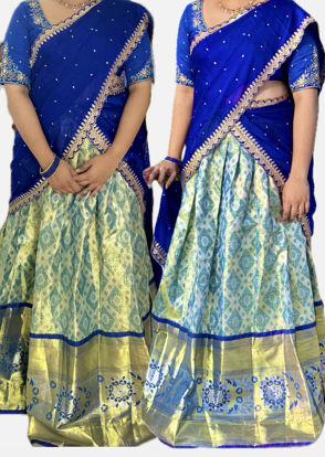 Picture of Semi-Pattu Royal Blue Lehenga Set