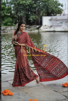 Picture of Ajrakh silk saree from kawaii