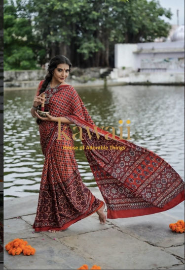 Picture of Ajrakh silk saree from kawaii