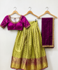 Picture of Wine Purple Semi-Pattu Lehenga Set