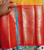 Picture of Mango yellow premium quality semi kanchipattu pattu saree with long border and fully stitched maggam work blouse