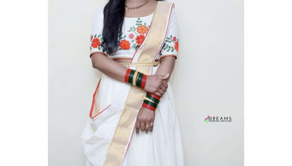 Picture of Kerala traditional embroidery lehenga