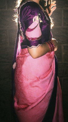 Picture of Baby pink Kanchi pattu saree with maggam blouse