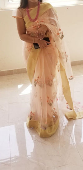 Picture of Organza saree with designer blouse