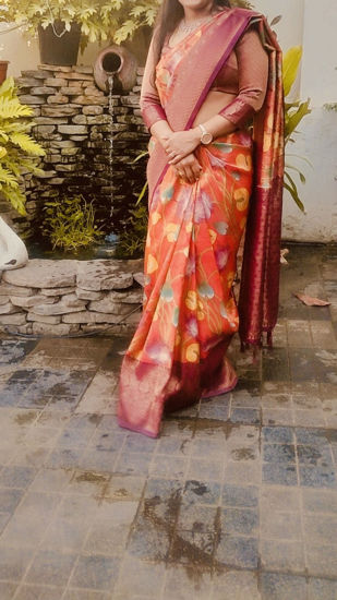 Picture of Kalamkari Banaras saree with full sleeve blouse