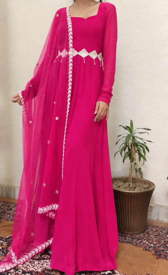 Picture of Rani pink anarkali with handwork waistbelt
