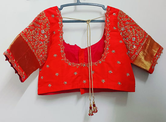 Picture of Heavy bridal maggam work blouse suitable with zardosi and spring work