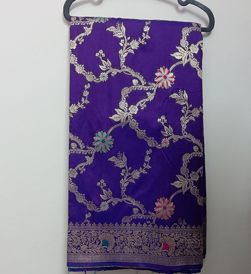 Picture of Never worn Dark purple fancy banaras saree with all over meenakari