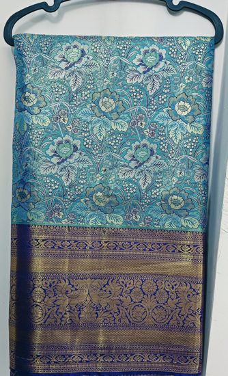 Picture of Beautiful Blue Semi Kanchi pattu saree never worn