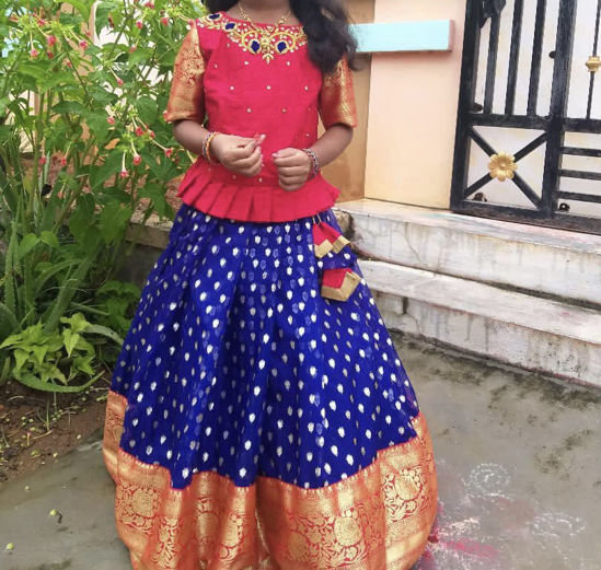 Picture of Organza Lehanga and maggam work blouse 8-9y