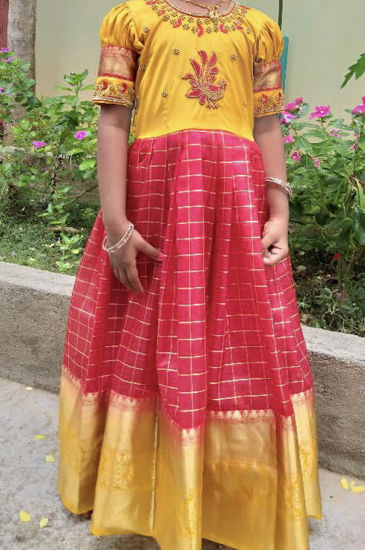 Picture of Red and yellow long frock 6-7y