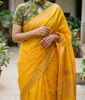 Picture of Yellow saree with kalamkari blouse