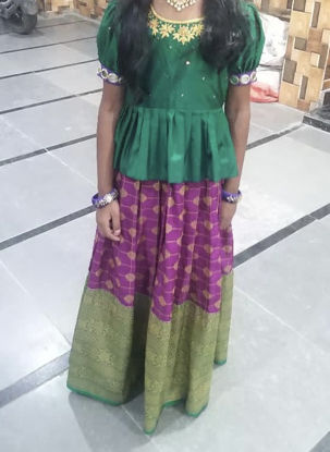 Picture of benaras lehenga with maggam blouse 8-9y