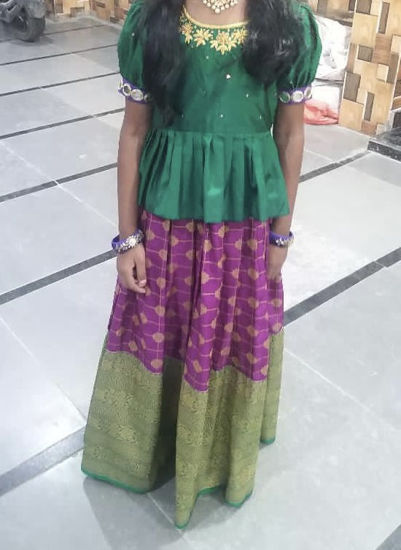 Picture of benaras lehenga with maggam blouse 8-9y