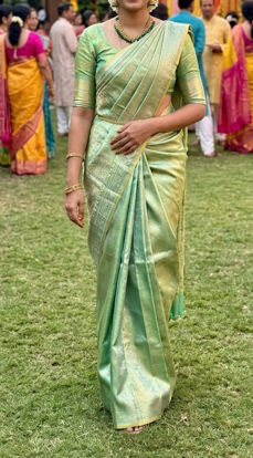 Picture of Green tissue saree with mahanati blouse