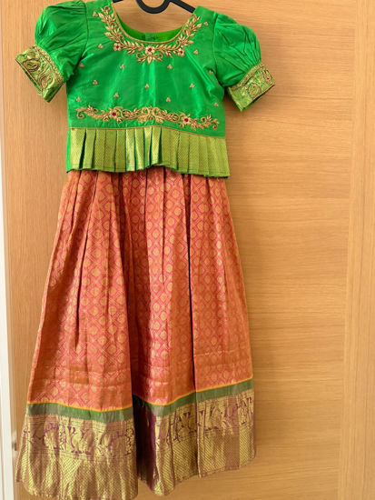Picture of Orange kanchipattu lehenga 3y