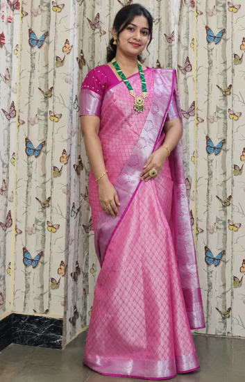 Picture of Silver zari katan silk Saree