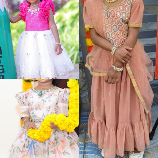 Picture of Set of 3 frock and lehenga combo 2-3Y