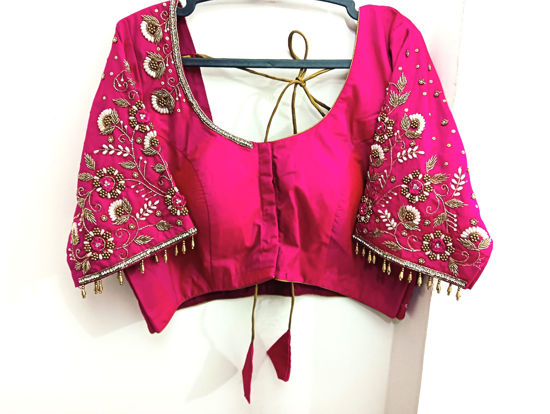 Picture of Pink maggam work blouse ( suitable for multiple sarees)