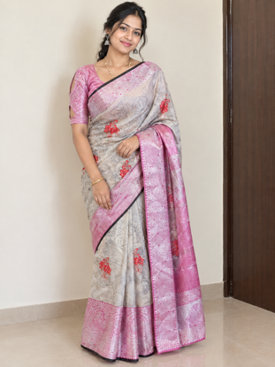 Picture of Kota tissue saree with cutwork blouse
