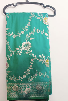 Picture of Beautiful Sea green blue dual tone fancy banaras never worn saree