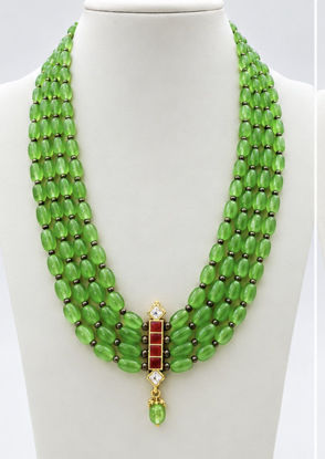 Picture of Natural green strawberry beads Necklace with jadav pendant