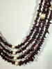 Picture of Natural garnet chiplet unique necklace with shell pearls
