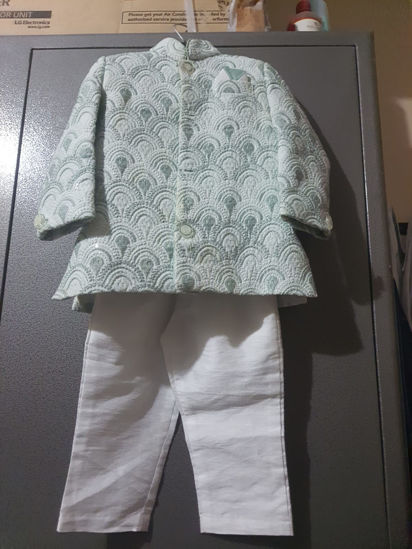 Picture of Heavy embroidered coat set with 2 pants 6-12M