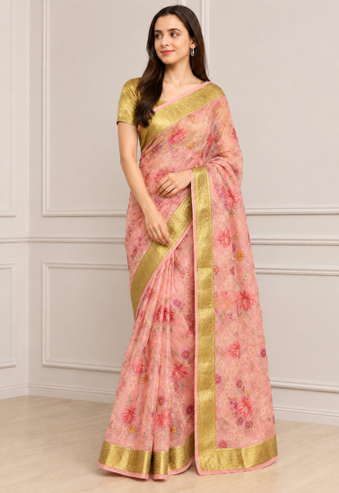 Picture of Pastel Pink organza saree