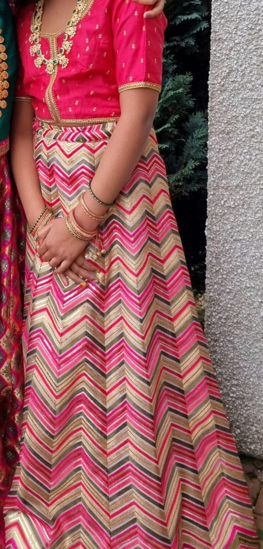 Picture of chipwork Lehanga with zigzag pattern 8-10y