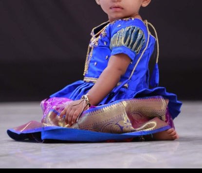 Picture of Kanchi pattu lehenga with work blouse 6M-1Y