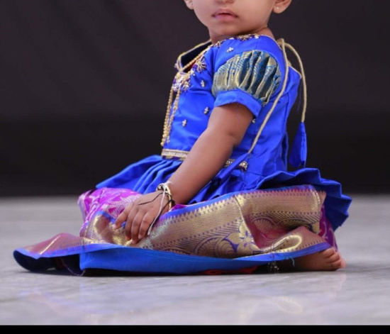 Picture of Kanchi pattu lehenga with work blouse 6M-1Y