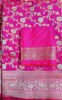 Picture of Pink Semi katan banaras saree with all over floral jaal