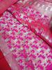 Picture of Pink Semi katan banaras saree with all over floral jaal