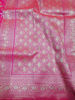 Picture of Pink Semi katan banaras saree with all over floral jaal