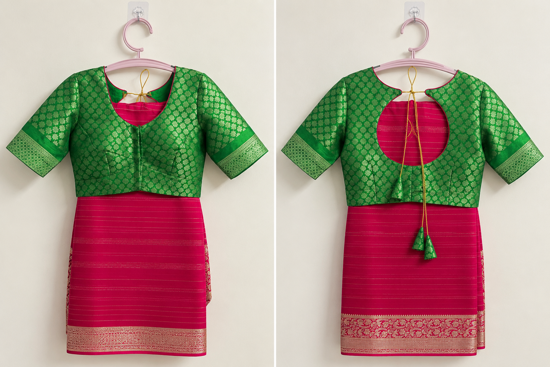 Picture of Pink banarasi crepe saree
