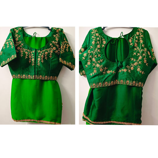 Picture of Dual tone Green Chinnon saree