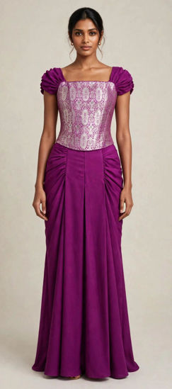 Picture of 🟣 purple new corset with dhoti style skirt