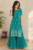 Picture of Teal green Sharara outfit