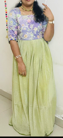 Picture of Pista green shimmer long frock
