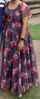 Picture of Dusty Grey & Rose Floral Organza Flared Long Dress by Lotus Couture