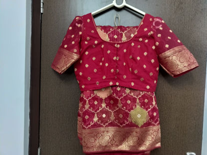 Picture of Rani Pink Banarasi Organza Saree with All-Over Zari Jaal & Intricate Border