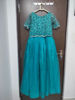 Picture of Teal Net & Mirror Work Lehenga Gown Set - Custom Boutique Stitched