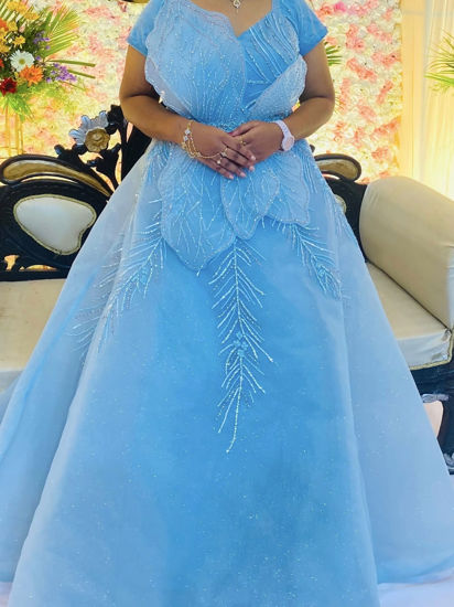 Picture of powder blue party wear frock
