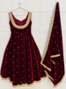 Picture of Naina designer’s Velvet maroon anarkali gown with